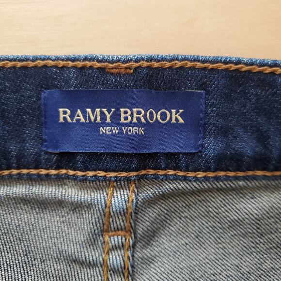 Ramy Brook Cindy High Rise Flare Bootcut Jeans Dark Wash Blue Stretch Size 32 - Picture 7 of 11